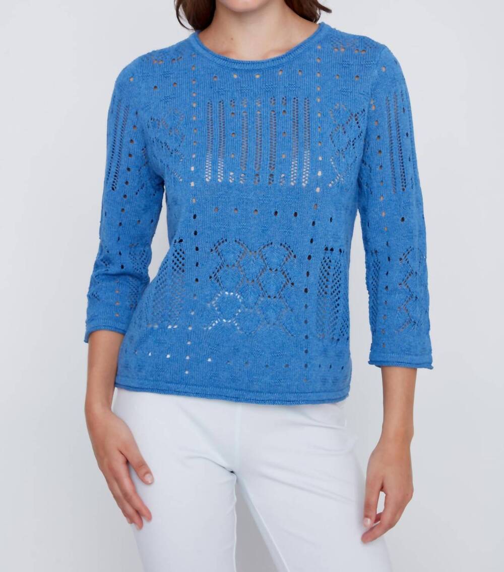 NEW COCO Y CLUB pointelle knit jumper in bluejay